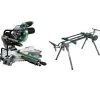 HIKOKI Scie à Onglet C8FSHGWAZSET C8FSHGWAZ Tronçonneuse 216mm 1100W + Support UU240F