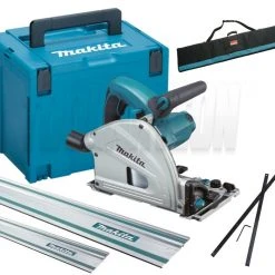 Makita Scie Circulaire SP6000J1X2 230V Scie Plongeante Circulaire 165 Mm + 2 Rails + Jeu De Jonction + Sac De Rangement